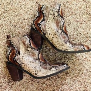 Snakeskin booties